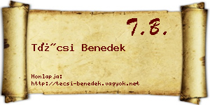 Técsi Benedek névjegykártya